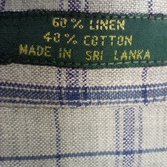 Club Room Men's 2XL Linen Blend Button Front Short Sleeve Shirt Gray Blue Square - Picture 10 of 10